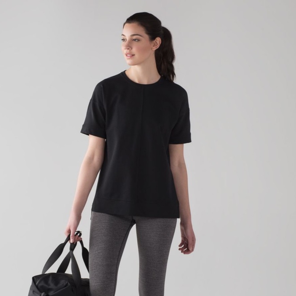 NWOT Lululemon Cut Above Tee Black Short Sleeve Longline Cotton French Terry